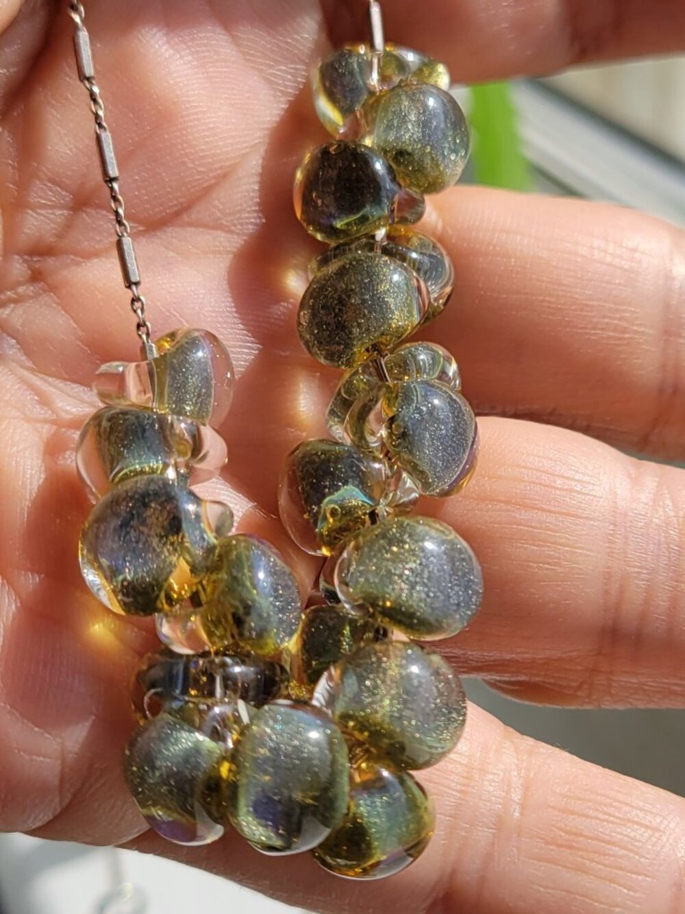 Handmade Glass Bead Necklace on Italian Silver Chain - Picture 7 of 8